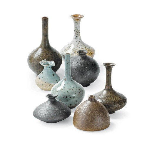 Set of earth colored porcelain bud vases